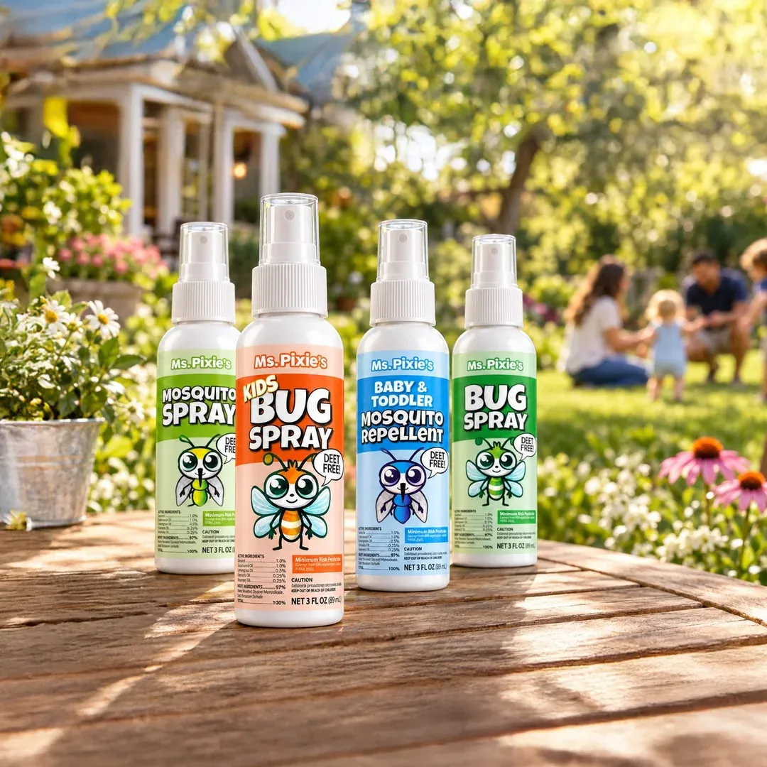 Ms. Pixie’s Kids Bug Spray packed for a family outing